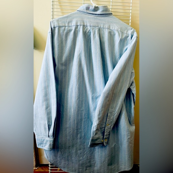 Ralph Lauren Classic Fit White Striped Blue Polo Shirt Large (Neck 16) Host Pick - Picture 3 of 5